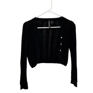 Elegant Black Knit Crop Cardigan
